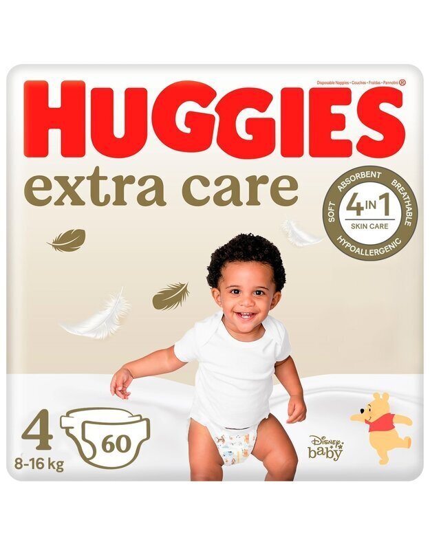 Mähkmed HUGGIES Extra care 4 (8-16 kg), 60 tk hind ja info | Mähkmed, riidest mähkmed | hansapost.ee