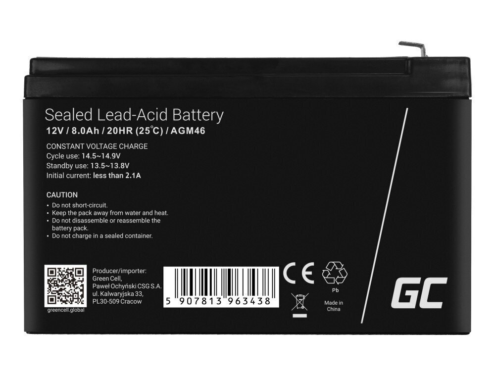 Green Cell AGM Battery 12V 8.5Ah hind ja info | Autoakud | hansapost.ee