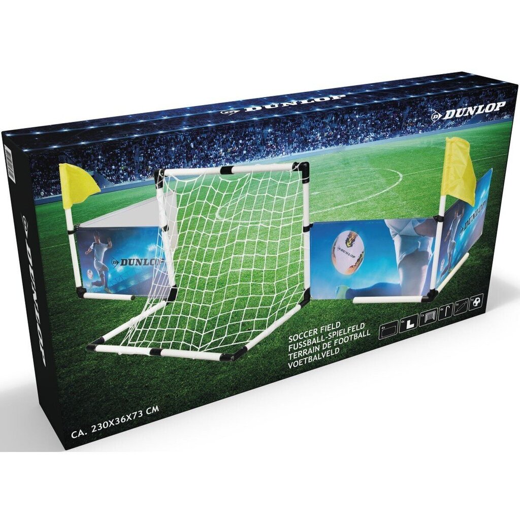 Jalgpallivärav ja osaväljak Dunlop, 230 x 73 x 36 cm цена и информация | Jalgpalliväravad ja jalgpallivõrgud | hansapost.ee