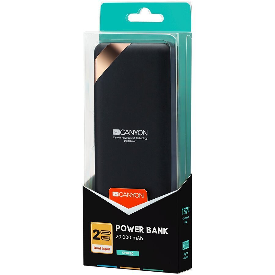 Akupank 20000mAh CANYON CNE-CPBP20B hind ja info | Akupangad | hansapost.ee