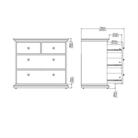 Kummut Tvilum Paris 4, valge price and information | Kummutid | hansapost.ee