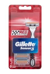 Бритва Gillette Sensor 3 Red Edition + бритвенные головки цена и информация | Средства для бритья и косметика | hansapost.ee