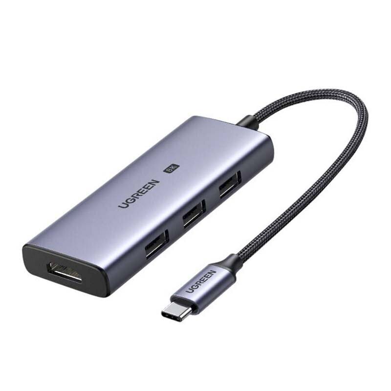 UGREEN CM500 4-in-1 Adapter USB-C to 3x USB 3.0 + HDMI2.1 8K (Grey) цена и информация | USB adapterid ja jagajad | hansapost.ee