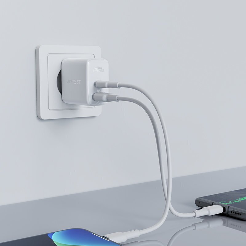 Acefast wall charger USB Type C / USB 32W, PPS, PD, QC 3.0, AFC, FCP white (A5 white) hind ja info | Laadijad mobiiltelefonidele | hansapost.ee