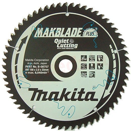 B-08757 T.C.T saeketas 190X2X20mm 5° T60 Makita цена и информация | Aiatööriistade varuosad | hansapost.ee