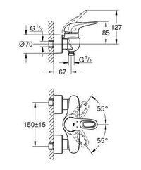 Termostaadiga dušisegisti Grohe Eurostyle, valge 33590LS3 цена и информация | Смесители | hansapost.ee