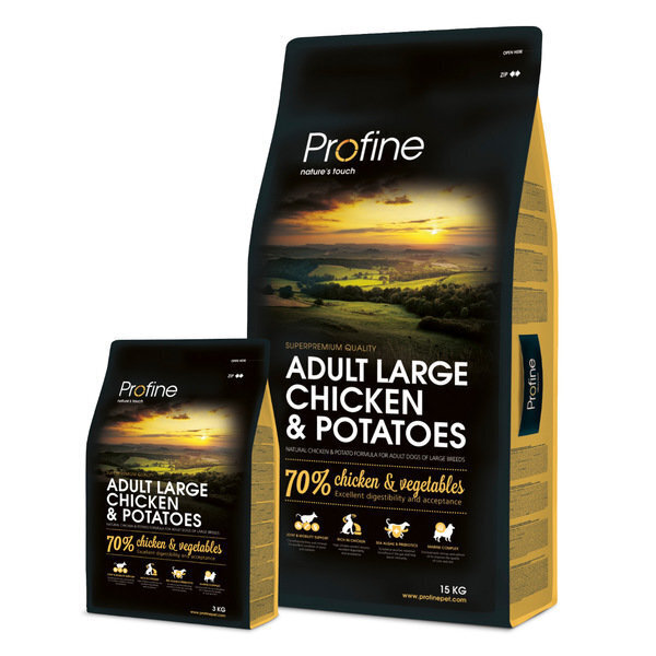 Profine Adult Large Chicken & Potatoes koeratoit 15 kg hind ja info | Koerte kuivtoit ja krõbinad | hansapost.ee