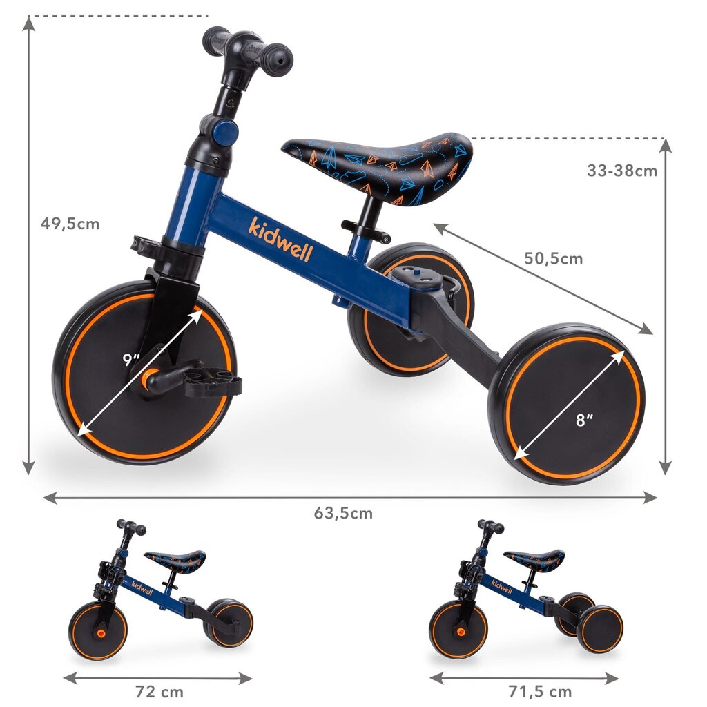 Kolmerattaline Kidwell Pico 3 in 1 hind ja info | Kolmerattalised jalgrattad lastele | hansapost.ee