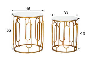 Комплект 2-х столиков Glam 46, 35x35x69 см, золотистого/белого цвета цена и информация | Журнальные столики | hansapost.ee