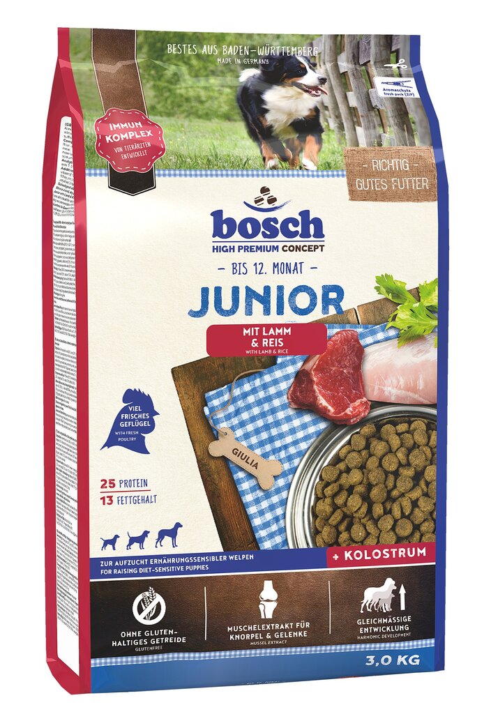 Bosch Tiernahrung Junior Lamb & Rice - 3 kg цена и информация | Koerte kuivtoit ja krõbinad | hansapost.ee