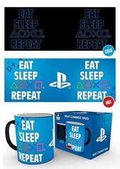 Playstation Eat Sleep Repeat, меняющая цвет чашка цена и информация | Атрибутика для игроков | hansapost.ee