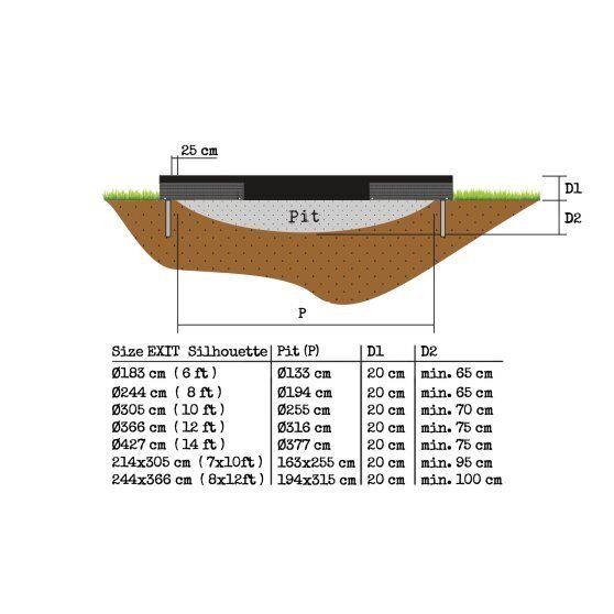 Batuut EXIT Silhouette Ground 366 cm x 183 cm, must + KINGITUSED цена и информация | Batuudid | hansapost.ee