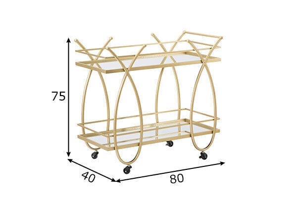 Käru-abilaud Glam 80, kuldne hind ja info | Köögitarbed | hansapost.ee