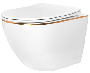 WC-pott REA Carlo Mini Flat, White/Gold edge hind ja info | WС-potid | hansapost.ee