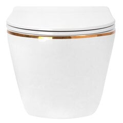 WC-pott REA Carlo Mini Flat, White/Gold edge цена и информация | Унитазы | hansapost.ee