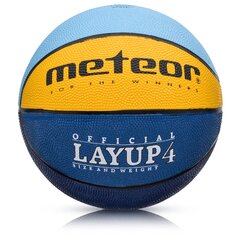 Баскетбольный мяч Meteor LAYUP # 4 Синий / Желтый / Зеленый цена и информация | Баскетбольные мячи | hansapost.ee