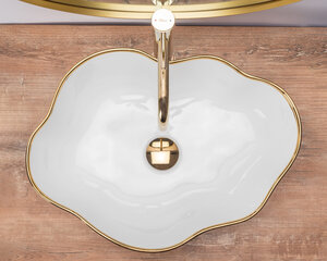 Valamu REA Pearl white/gold edge price and information | Bathroom sinks, washbasins | hansapost.ee