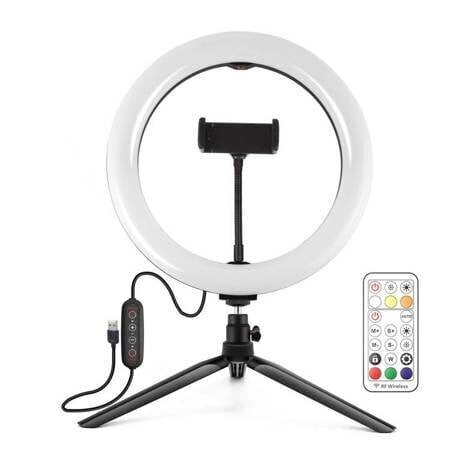 Puluzi statiiv rõnga LED-iga, 26 cm RGBW lamp цена и информация | Fotovalgustid, ringvalgustid ja fotostuudiod | hansapost.ee