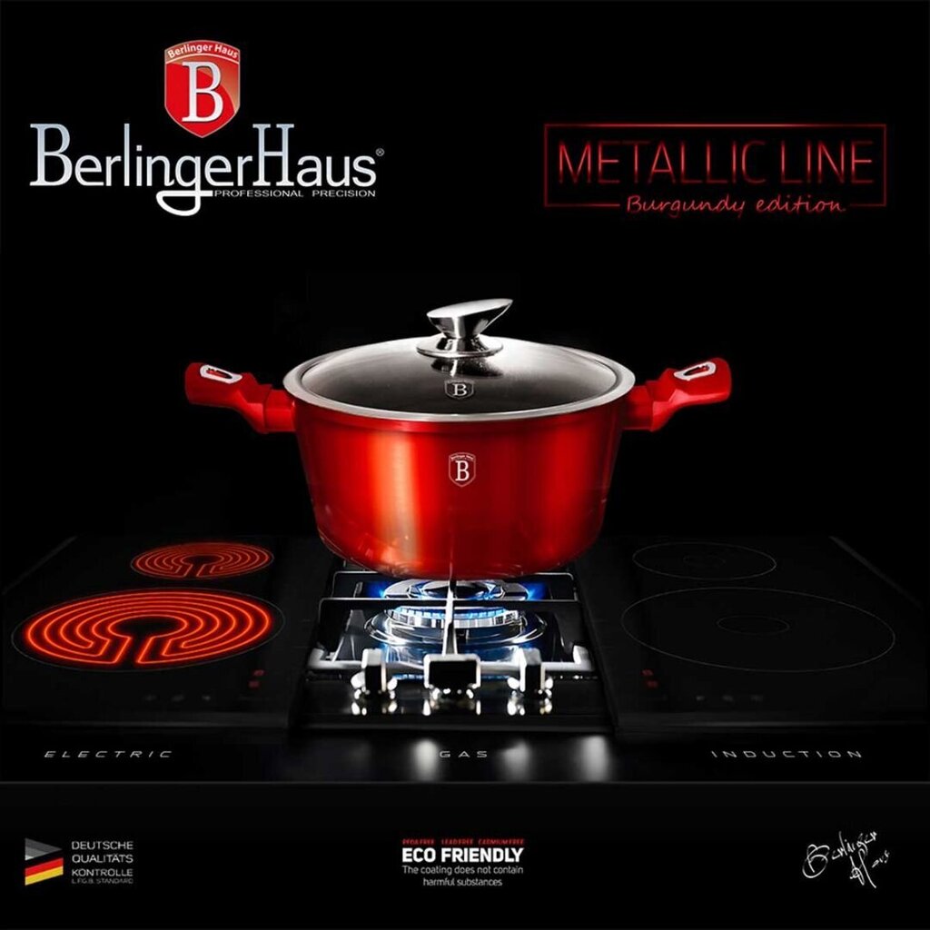BerlingerHaus Metallic Line Burgundy pottide ja köögitööriistade komplekt, 18-osaline цена и информация | Potid | hansapost.ee