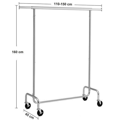 Riidenagi Songmics 160 cm, hõbedane цена и информация | Nagid | hansapost.ee