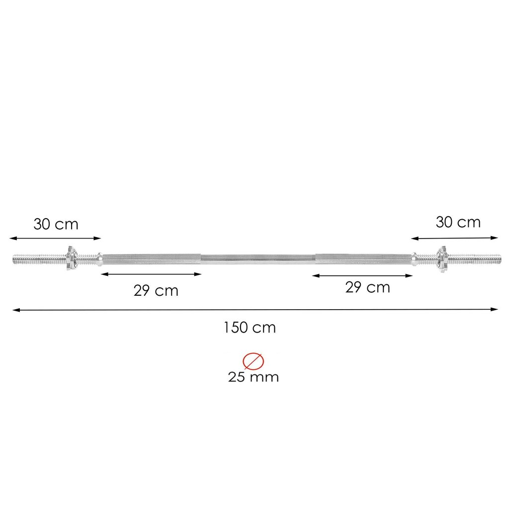 Fitnessi kaalukang Springos FA1048 150 cm 25mm цена и информация | Hantlid, kangid, raskused | hansapost.ee