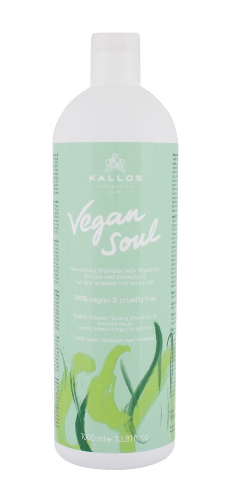 Toitev juuksešampoon Kallos Cosmetics Vegan Soul 1000 ml hind ja info | Šampoonid | hansapost.ee