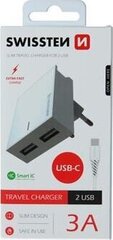 Зарядный адаптер Swissten 2x USB-A 3 A цена и информация | Зарядные устройства для телефонов | hansapost.ee