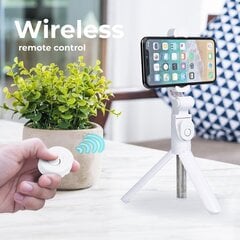 RoGer AA 2in1 Selfie Stick + Tripod Telescopic Stand with Bluetooth Remote Control White цена и информация | Моноподы для селфи («Selfie sticks») | hansapost.ee