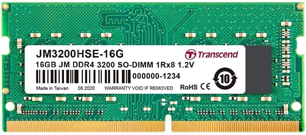 Transcend JM3200HSE-16G цена и информация | Operatiivmälu | hansapost.ee