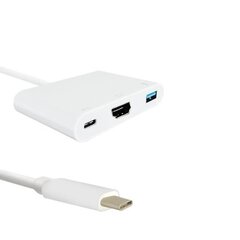 Qoltec 50425 USB Type-C 3.1 pordi adapter HDMI AF + USB 3.0 AF + USB Type-C 3.1 kaabel 20 cm valge hind ja info | Juhtmed ja kaablid | hansapost.ee