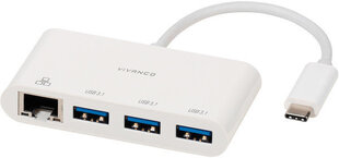 Adapter Vivanco Usb-C - Lan + hub 3-port (45388) hind ja info | USB adapterid ja jagajad | hansapost.ee
