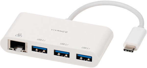 Adapter Vivanco Usb-C - Lan + hub 3-port (45388) цена и информация | USB adapterid ja jagajad | hansapost.ee