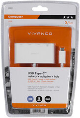 Vivanco адаптер USB-C - LAN + hub 3-port (45388) цена и информация | Vivanco Компьютерная техника | hansapost.ee