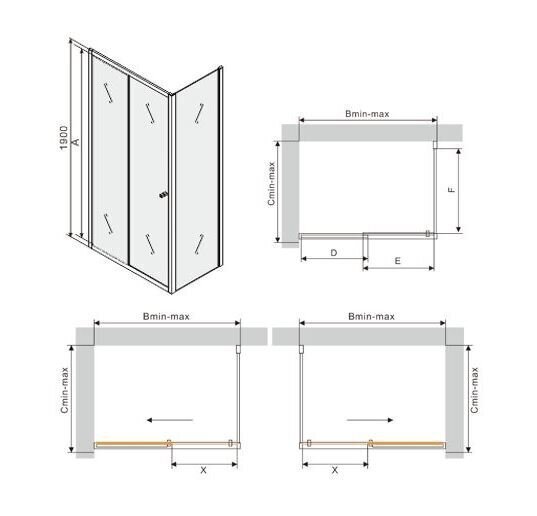 Dušikabiin Mexen Apia, 125x70,80,90,100 cm, poolmatt hind ja info | Dušikabiinid | hansapost.ee