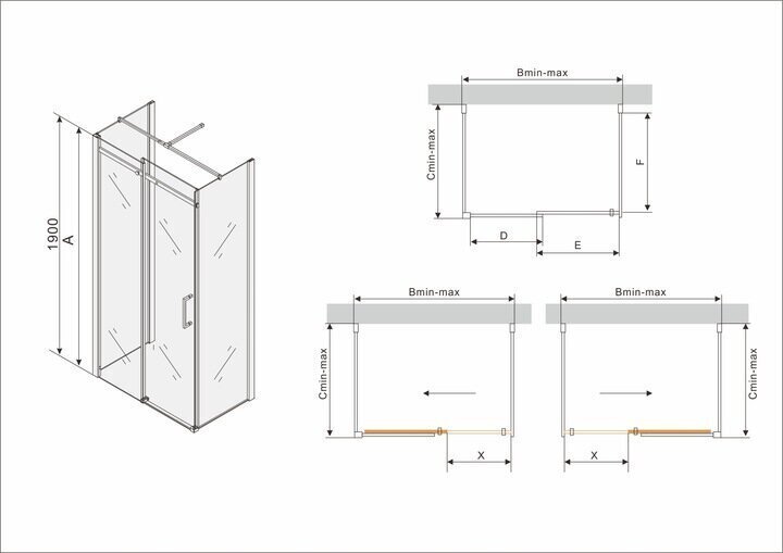 3-seinaga dušikabiin Mexen Omega, 8 mm, 100x80,90,100 cm hind ja info | Dušikabiinid | hansapost.ee