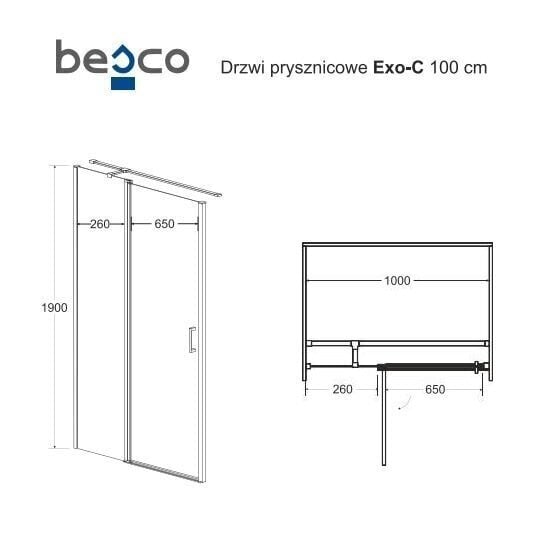 Dušikabiin Besco Exo-CH Must, 100x80,90,100 cm цена и информация | Dušikabiinid | hansapost.ee