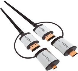 OMEGA HDMI-kaabel V.1.4 MUST 1,5 m + adapter miniHDMI ja microHDMI hind ja info | Omega Televiisorid ja tarvikud | hansapost.ee