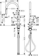 Смеситель для кухни с выдв. шлангом Hansgrohe 72802800 цена и информация | Смесители | hansapost.ee