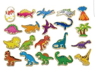 Деревянные магниты Динозавры Viga 20 шт. цена и информация | Развивающие игрушки для детей | hansapost.ee