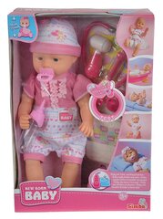 Интерактивная кукла с аксессуарами доктора Simba New Born Baby, 38 см цена и информация | Игрушки для девочек | hansapost.ee