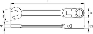 Комбинированный ключ с гибкой трещоткой Yato 8 мм (YT-1674) цена и информация | Механические инструменты | hansapost.ee