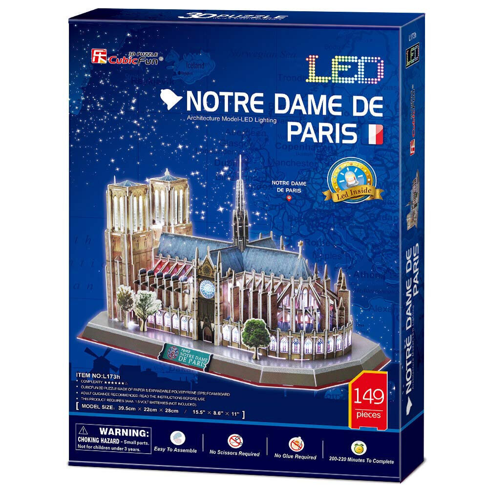 3D pusle CubicFun Notre Dame De Paris (LED-valgustusega) 149 osa цена и информация | Pusled lastele ja täiskasvanutele | hansapost.ee