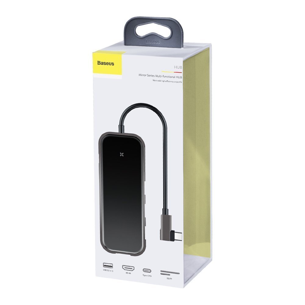 Adapteri jaotur Baseus Multi-Function Hub Type-C USB-le 3.0 * 3 + 4K / Hd + Sd + Tf + Pd Macbook / PC jaoks, hall (CAHUB-CZ0G) price and information | USB adapterid ja jagajad | hansapost.ee