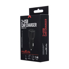 Maxlife MXCC-01 car charger 1x USB 2.1A black + microUSB cable цена и информация | Зарядные устройства для телефонов | hansapost.ee
