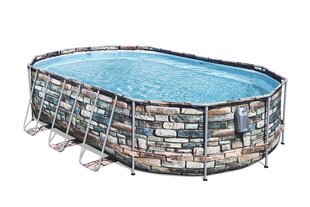 Каркасный бассейн Bestway Power Steel Oval Stone 610x366x122 см, с фильтром цена и информация | Бассейны | hansapost.ee