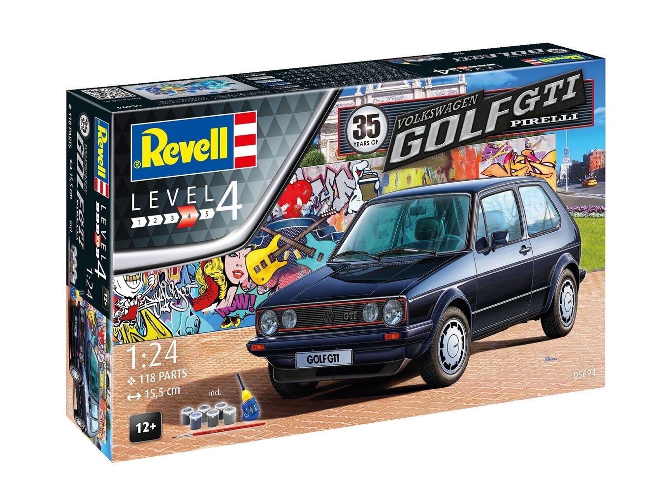 Konstruktor Revell – 35 aastat VW Golf 1 GTI Pirelli kinkekomplekt, 1/24, 05694 hind ja info | Klotsid ja konstruktorid | hansapost.ee