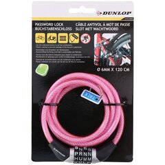 Велосипедный замок с кодом Dunlop, 0.6 x 120 см, розовый цена и информация | Замки для велосипеда | hansapost.ee