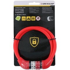 Jalgrattalukk koodiga Dunlop, 1 x 65 cm, punane hind ja info | Rattalukud | hansapost.ee