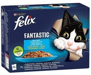 Felix Fantastic со вкусом тунца, лосося, трески, камбалы, 12x85 г цена и информация | Консервы для кошек | hansapost.ee