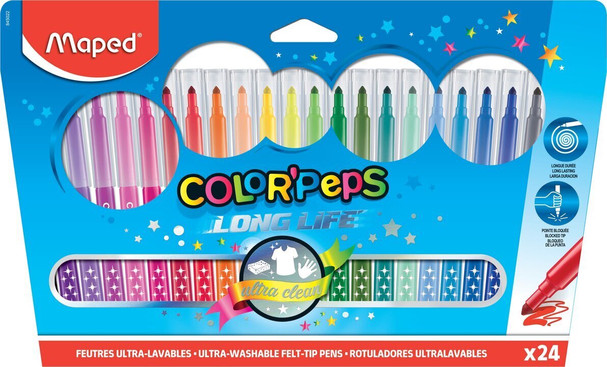 Viltpliiatsid ColorPeps Long Life, 24 värvi hind ja info | Kunstitarbed, voolimise tarvikud | hansapost.ee